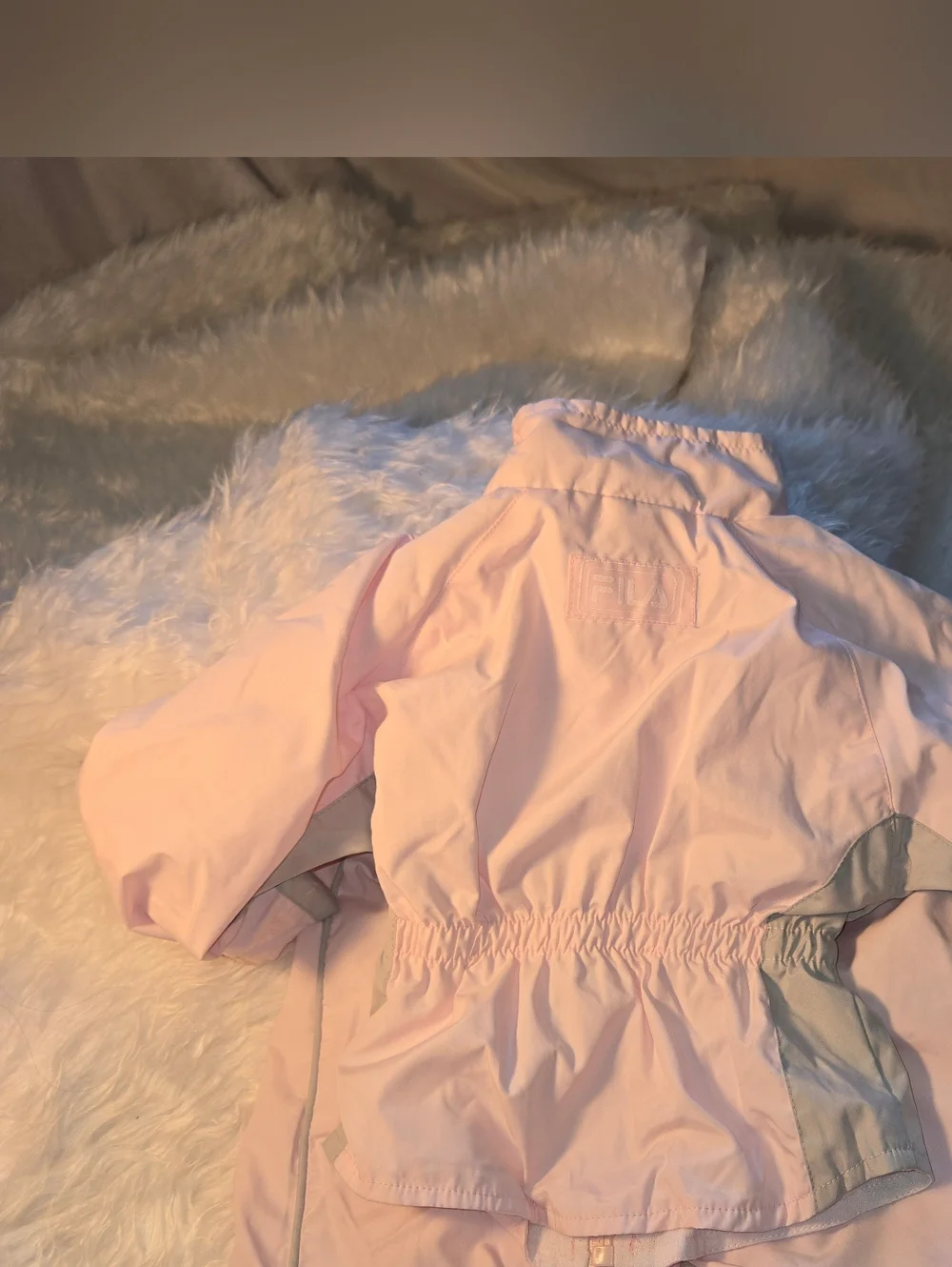 Fila Vintage Y2K Girls Kids Pink and Light Gray 2 Piece Snow Suit Rare Tracksuit